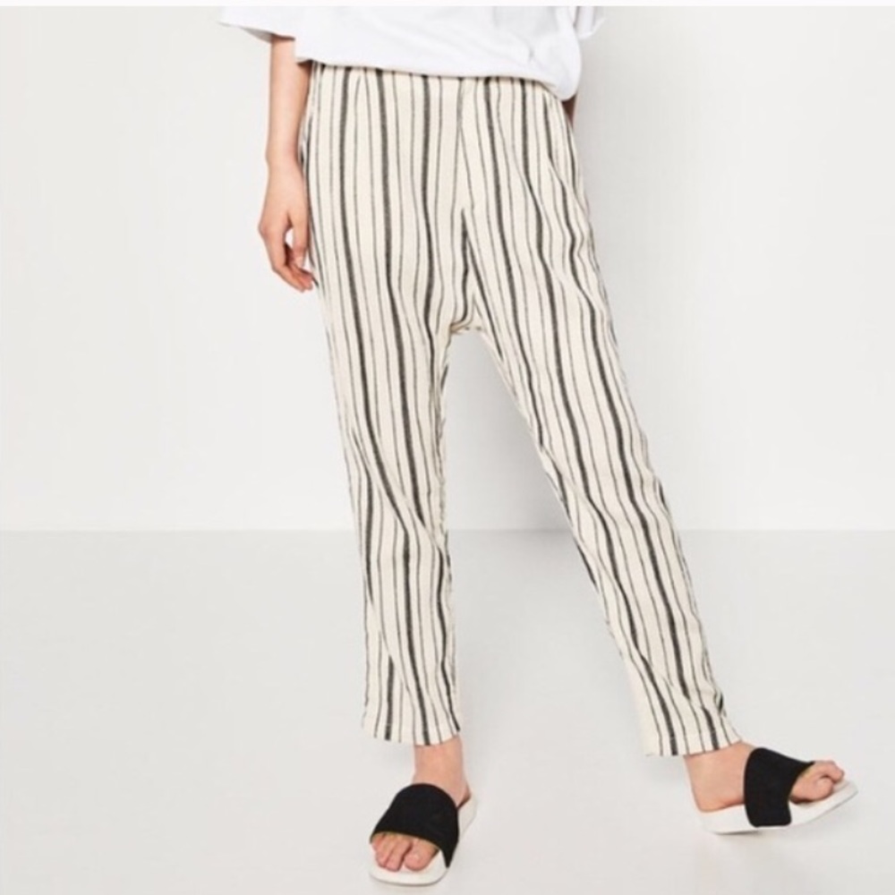 ZARA 100% COTTON STRIPED TROUSERS PANTS BRAND NEW WITH TAGS LARGE